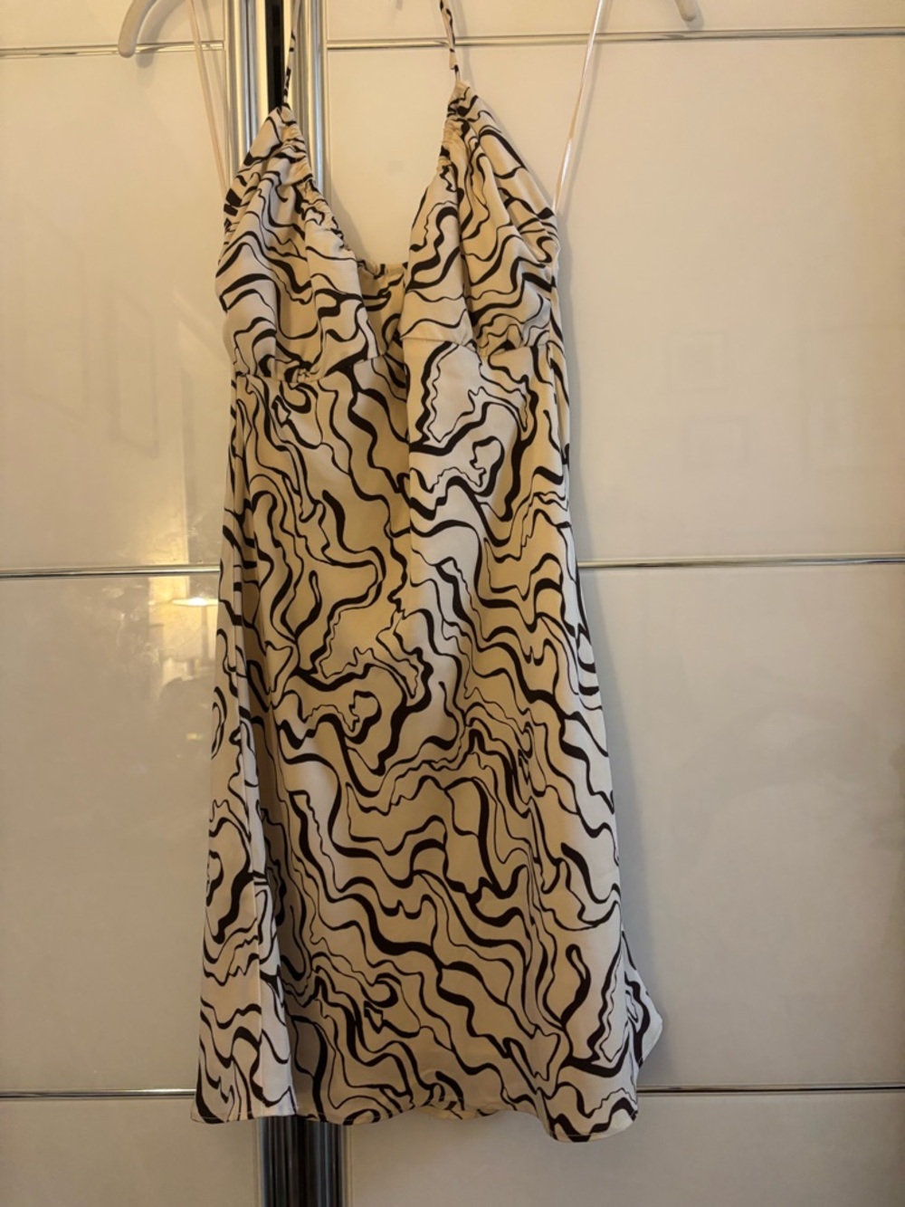 Abercrombie & Fitch Beige & Black Abstract Slip Dress
